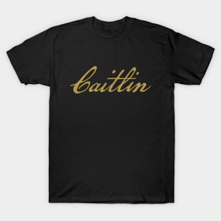 Caitlin Typography Gold Script T-Shirt